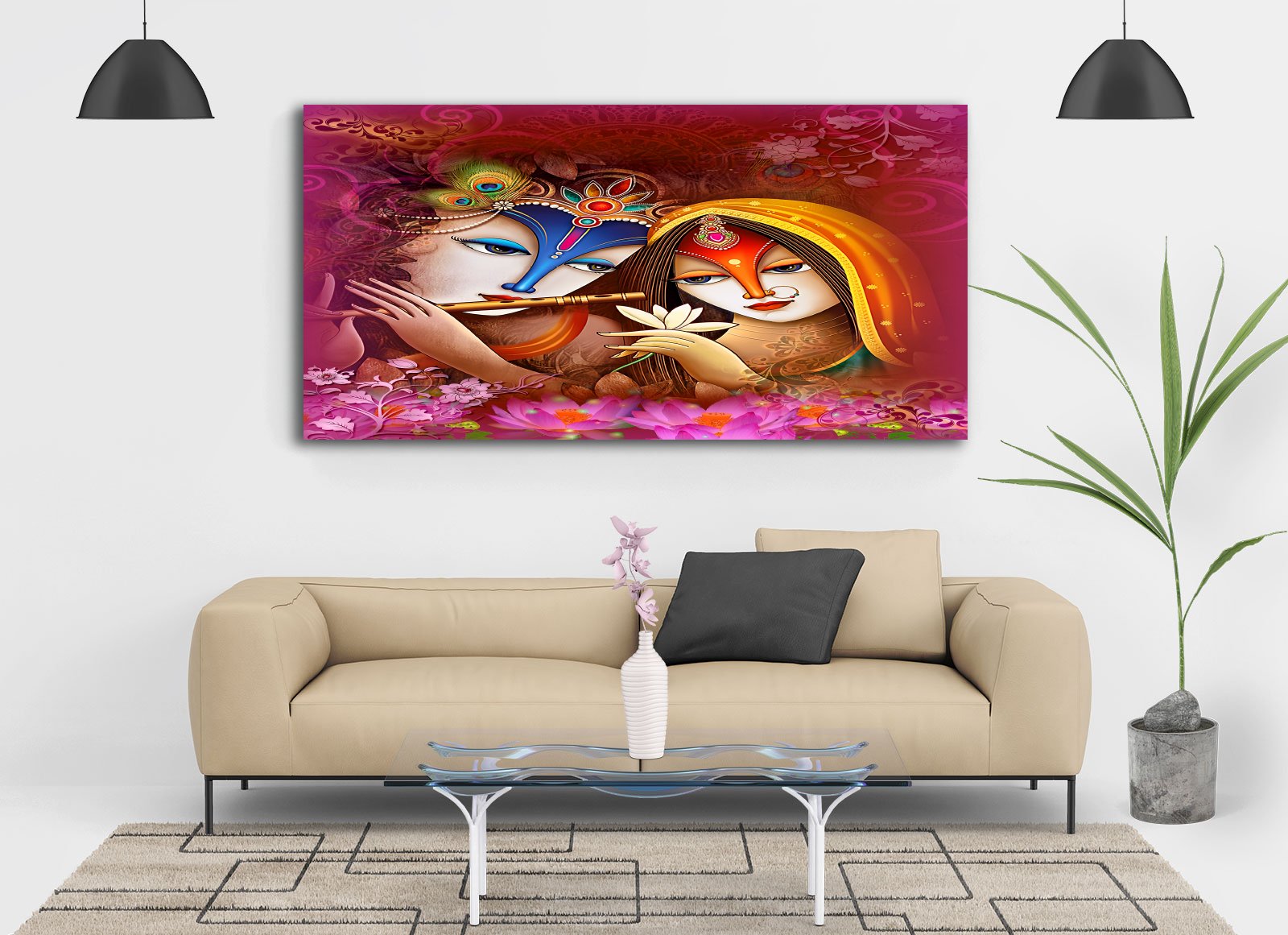 Classic Radhe Krishna Premium Canvas Wall Painting decorative masterpiece for home decor